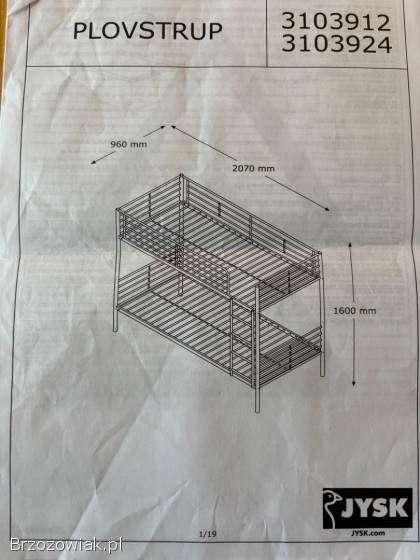 Łóżko piętrowe PLOVSTRUP 2x90x200