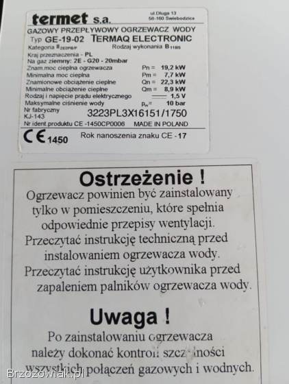 Przepływowy podgrzewacz wody Termet Termaq Electronic GE-19-02