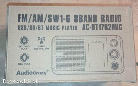 Przenośny odbiornik światowy Full Band FM FM/AM/SW1-6,  MP3,  Bluetooth,  USB,  SD