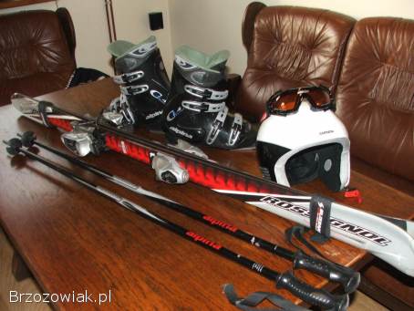 Narty ROSSIGNOL 150cm,  buty,  kask,  kijki,  okulary -  POLECAM