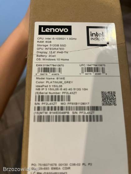 Laptop lenovo 8 gb ram 512 GB pamięci.  Procesor intel i5 10 generacji.