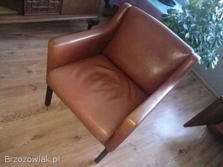 Fotel skórzany, ,  patyczak, ,  stary retro vintage