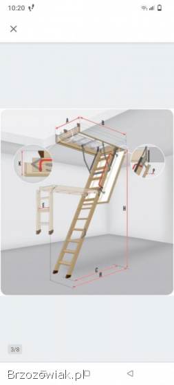 Schody strychowe FAKRO LWK PLUS 70x120x280 segmentowe,  drewniane