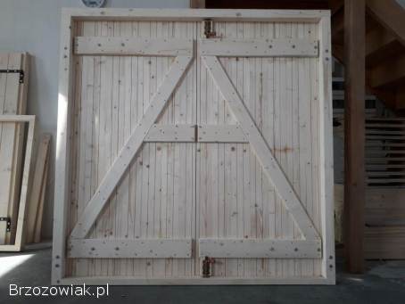 Brama Garażowa Drzwi Drewniane gospodarcze GARAŻOWE,  na wymiar