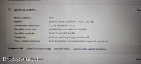 Laptop ASUSA X1605V I7 13700H 32GB RAM,  1TB dysk